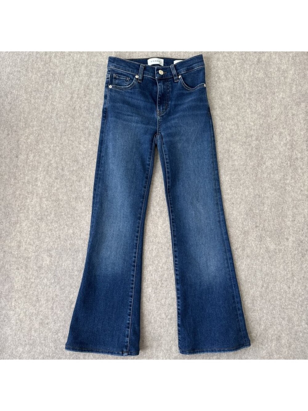 Frame The Icon Flare Jeans Womens 23 Blue Solace High Rise Stretch Ankle Length